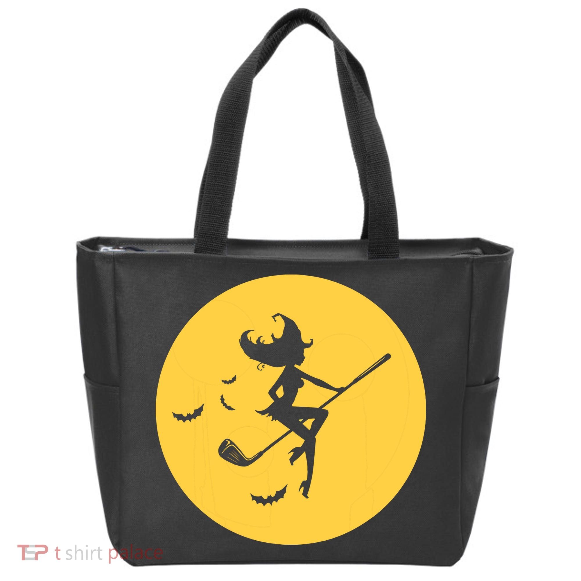Funny Halloween Witch Golf Stick Golfer Golfing Premium Tote Bag