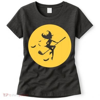 Funny Halloween Witch Golf Stick Golfer Golfing Premium Women's T-Shirt
