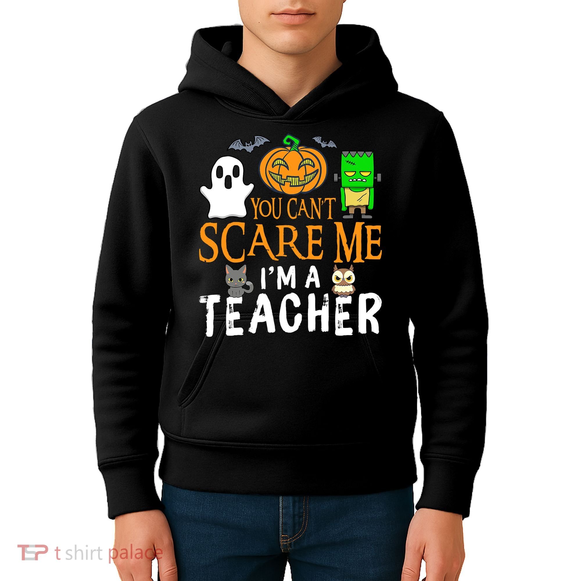 Funny Halloween You Can't Scare Me I'm A Teacher Kids Hoodie