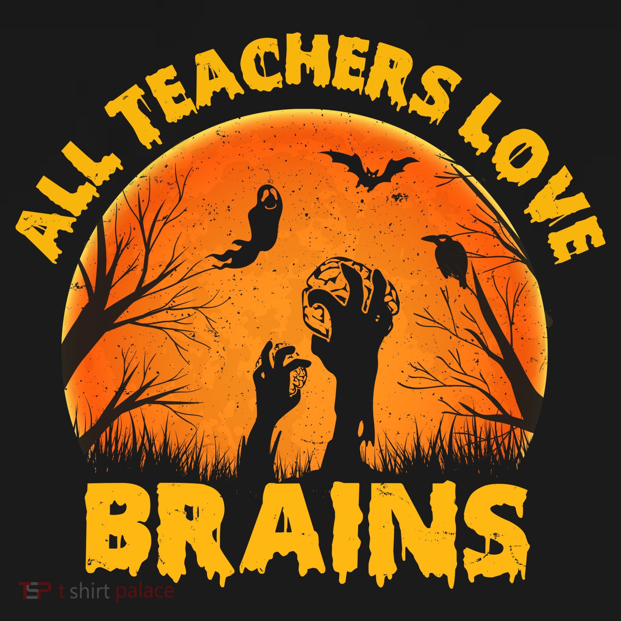Funny Halloween Zombie All Teacher Love Brains Women's Hoodie