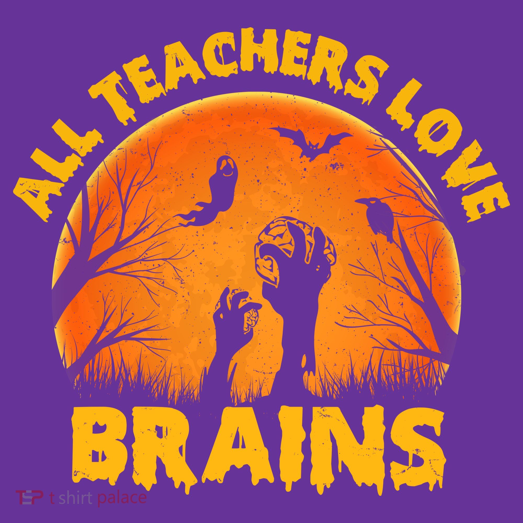 Funny Halloween Zombie All Teacher Love Brains Hoodie