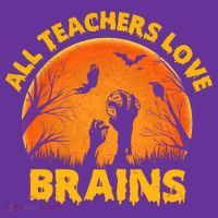 Funny Halloween Zombie All Teacher Love Brains Sweatshirt thumb 3