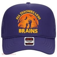 Funny Halloween Zombie All Teacher Love Brains Hat thumb 0