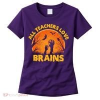 Funny Halloween Zombie All Teacher Love Brains Women's T-Shirt thumb 0