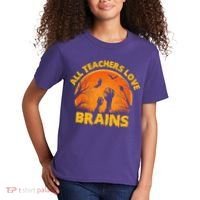 Funny Halloween Zombie All Teacher Love Brains Kids T-Shirt thumb 2