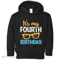 Funny Im 4 Years Old Birthday Its My 4th Birthday Toddler Hoodie thumb 0