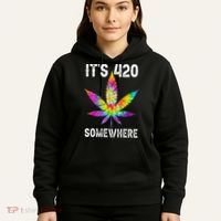 Funny It's 420 Somewhere Hippie Tie Dye Pot Leaf For Stoner Hoodie thumb 5