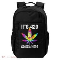 Funny It's 420 Somewhere Hippie Tie Dye Pot Leaf For Stoner Backpack thumb 0