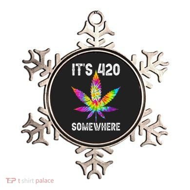 Funny It's 420 Somewhere Hippie Tie Dye Pot Leaf For Stoner Ornament