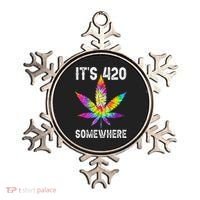 Funny It's 420 Somewhere Hippie Tie Dye Pot Leaf For Stoner Ornament thumb 0