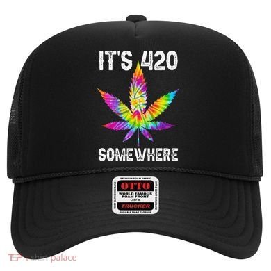 Funny It's 420 Somewhere Hippie Tie Dye Pot Leaf For Stoner Hat