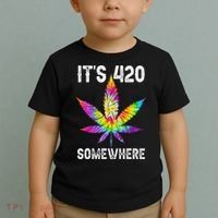 Funny It's 420 Somewhere Hippie Tie Dye Pot Leaf For Stoner Toddler T-Shirt thumb 2