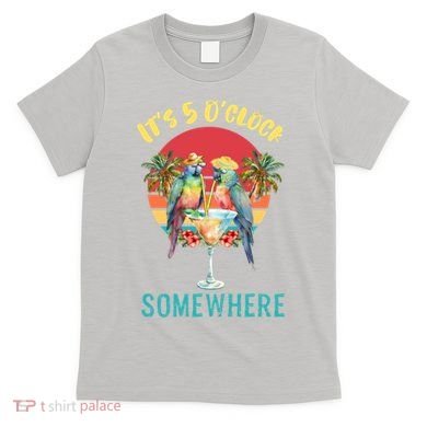 Funny It's 5 O’clock Somewhere Parrot Drinking T-Shirt