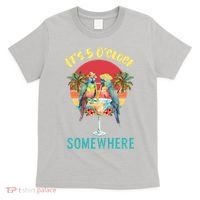 Funny It's 5 O’clock Somewhere Parrot Drinking T-Shirt thumb 0