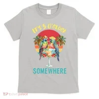 Funny It's 5 O’clock Somewhere Parrot Drinking T-Shirt thumb 0