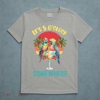 Funny It's 5 O’clock Somewhere Parrot Drinking T-Shirt thumb 5
