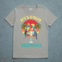 Funny It's 5 O’clock Somewhere Parrot Drinking T-Shirt thumb 5