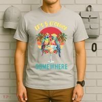 Funny It's 5 O’clock Somewhere Parrot Drinking T-Shirt thumb 6