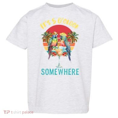 Funny It's 5 O’clock Somewhere Parrot Drinking Toddler T-Shirt