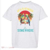 Funny It's 5 O’clock Somewhere Parrot Drinking Toddler T-Shirt thumb 0