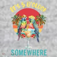 Funny It's 5 O’clock Somewhere Parrot Drinking Toddler T-Shirt thumb 2