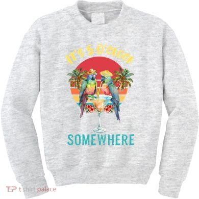 Funny It's 5 O’clock Somewhere Parrot Drinking Kids Sweatshirt