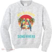 Funny It's 5 O’clock Somewhere Parrot Drinking Kids Sweatshirt thumb 0