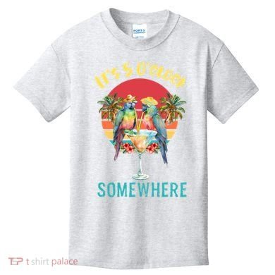Funny It's 5 O’clock Somewhere Parrot Drinking Kids T-Shirt