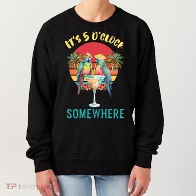 Funny It's 5 O’clock Somewhere Parrot Drinking Women's Sweatshirt
