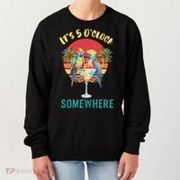 Funny It's 5 O’clock Somewhere Parrot Drinking Women's Sweatshirt thumb 0