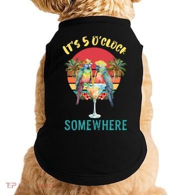 Funny It's 5 O’clock Somewhere Parrot Drinking Doggie Tank