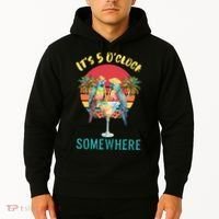 Funny It's 5 O’clock Somewhere Parrot Drinking Hoodie thumb 2