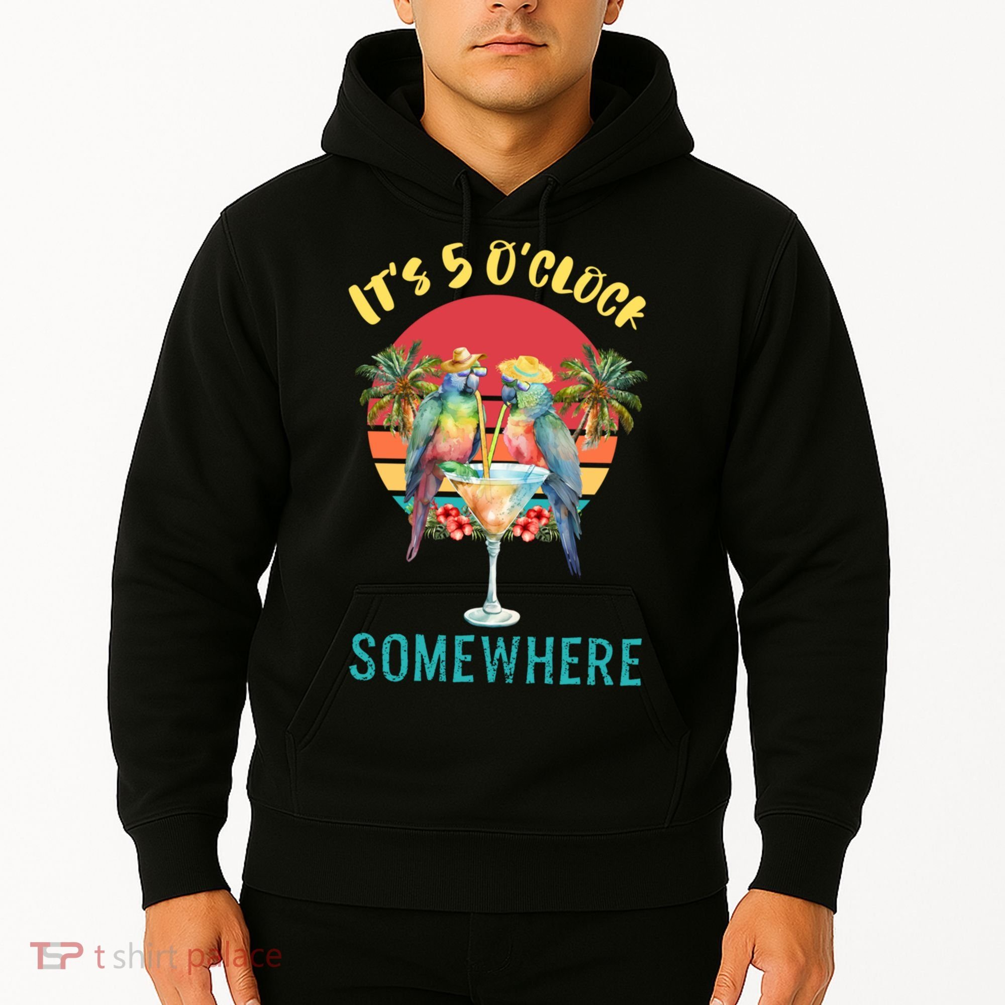Funny It's 5 O’clock Somewhere Parrot Drinking Hoodie