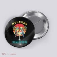 Funny It's 5 O’clock Somewhere Parrot Drinking Button thumb 0