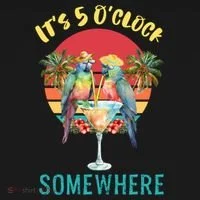 Funny It's 5 O’clock Somewhere Parrot Drinking Bucket Hat thumb 4