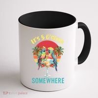 Funny It's 5 O’clock Somewhere Parrot Drinking Coffee Mug thumb 1