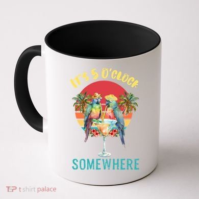 Funny It's 5 O’clock Somewhere Parrot Drinking Coffee Mug