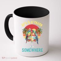 Funny It's 5 O’clock Somewhere Parrot Drinking Coffee Mug thumb 0