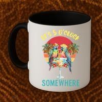 Funny It's 5 O’clock Somewhere Parrot Drinking Coffee Mug thumb 2