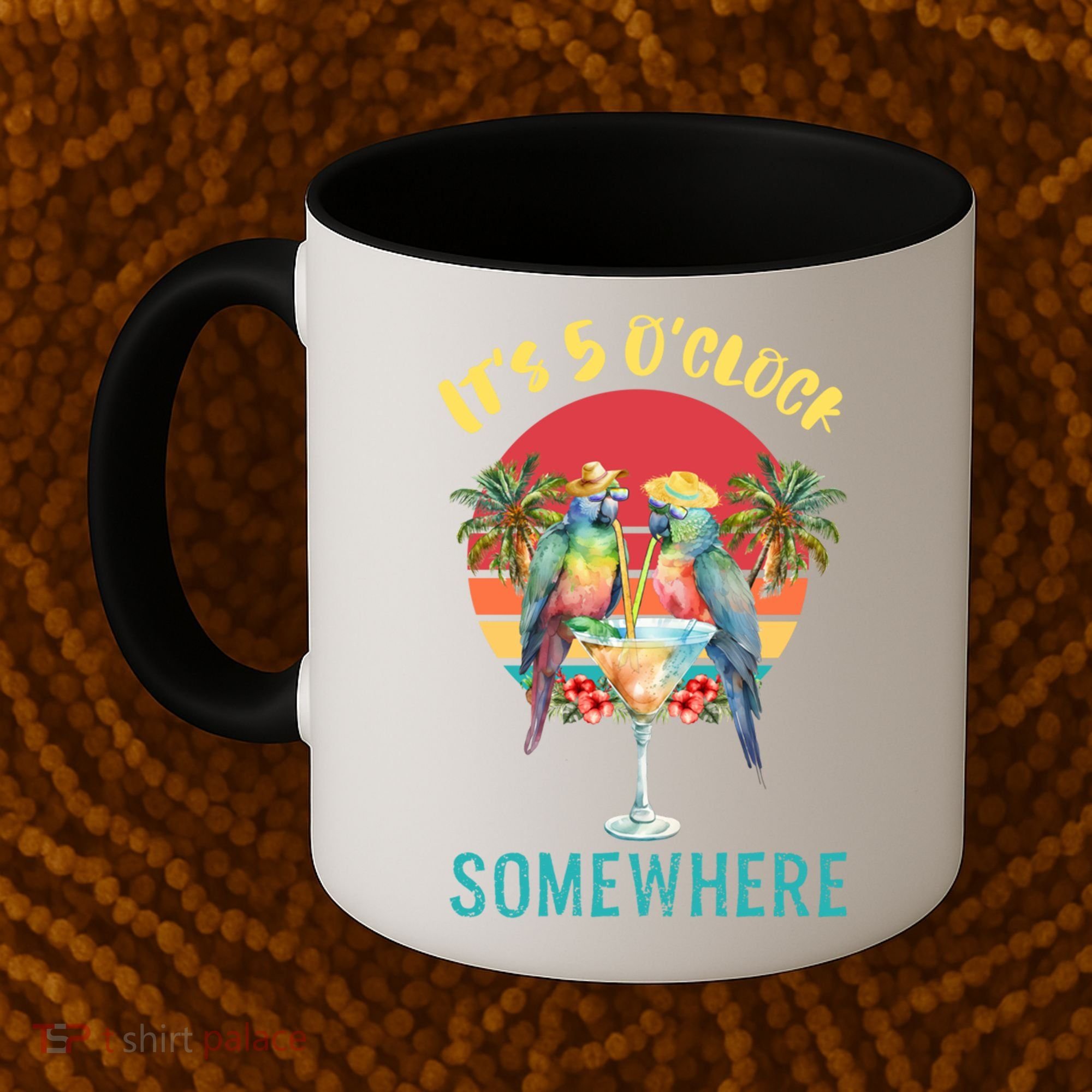 Funny It's 5 O’clock Somewhere Parrot Drinking Coffee Mug