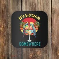 Funny It's 5 O’clock Somewhere Parrot Drinking Coaster thumb 0