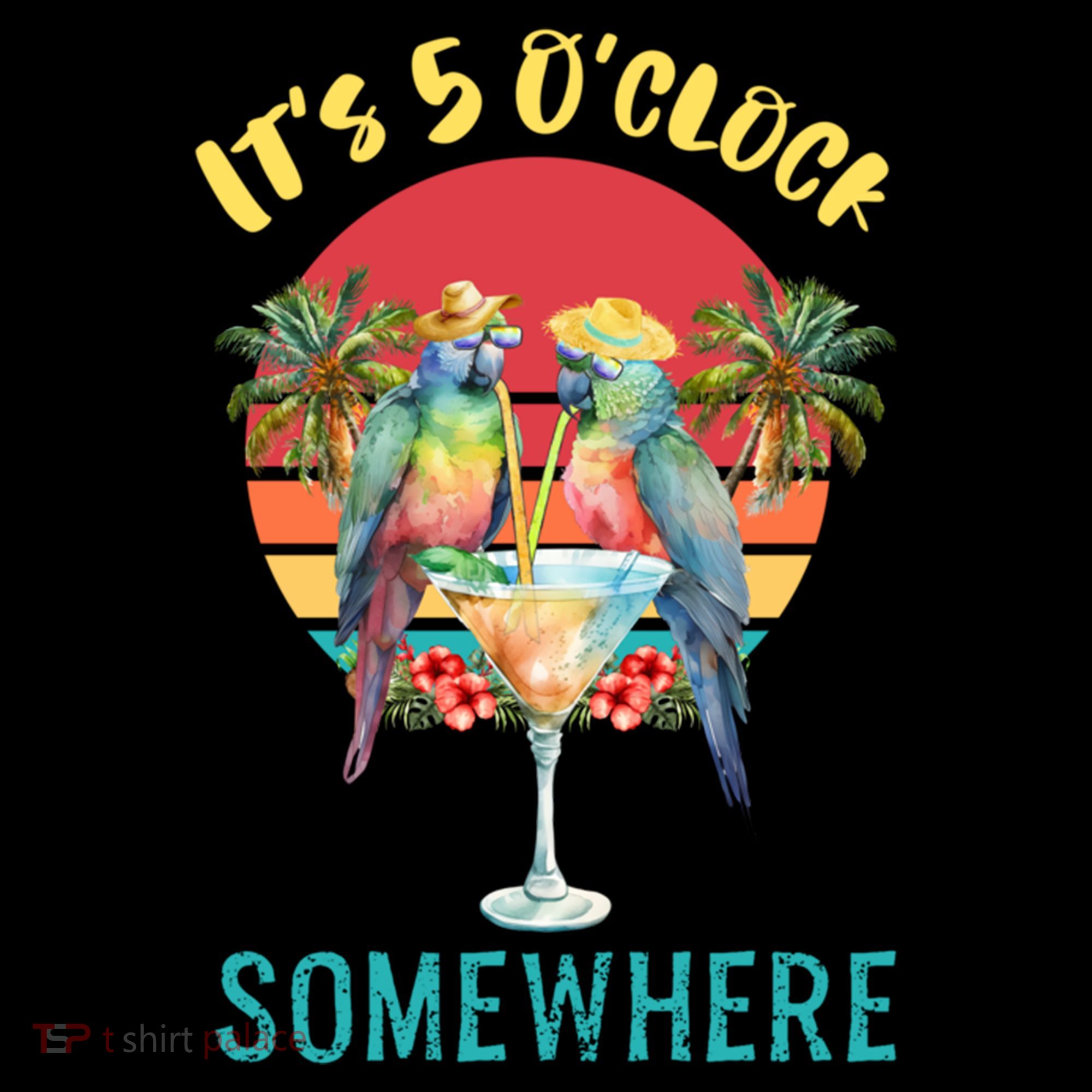 Funny It's 5 O’clock Somewhere Parrot Drinking Women's Hoodie