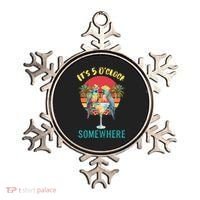 Funny It's 5 O’clock Somewhere Parrot Drinking Ornament thumb 0