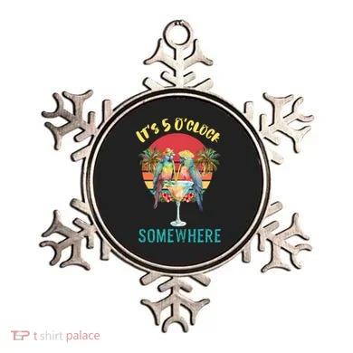 Funny It's 5 O’clock Somewhere Parrot Drinking Ornament
