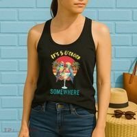 Funny It's 5 O’clock Somewhere Parrot Drinking Women's Tank Top thumb 2
