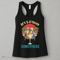 Funny It's 5 O’clock Somewhere Parrot Drinking Women's Tank Top thumb 3