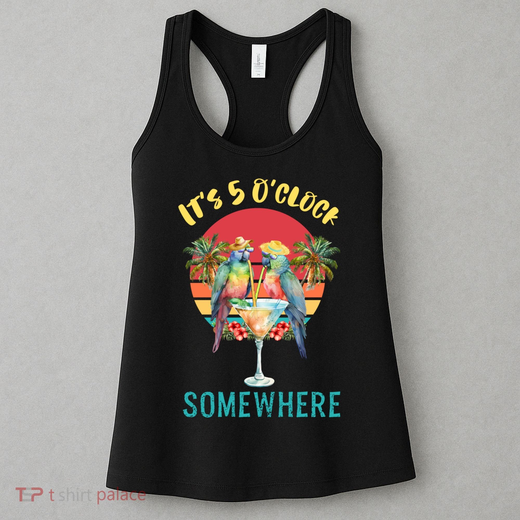 Funny It's 5 O’clock Somewhere Parrot Drinking Women's Tank Top
