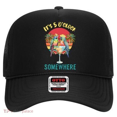 Funny It's 5 O’clock Somewhere Parrot Drinking Hat