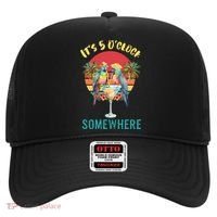 Funny It's 5 O’clock Somewhere Parrot Drinking Hat thumb 0