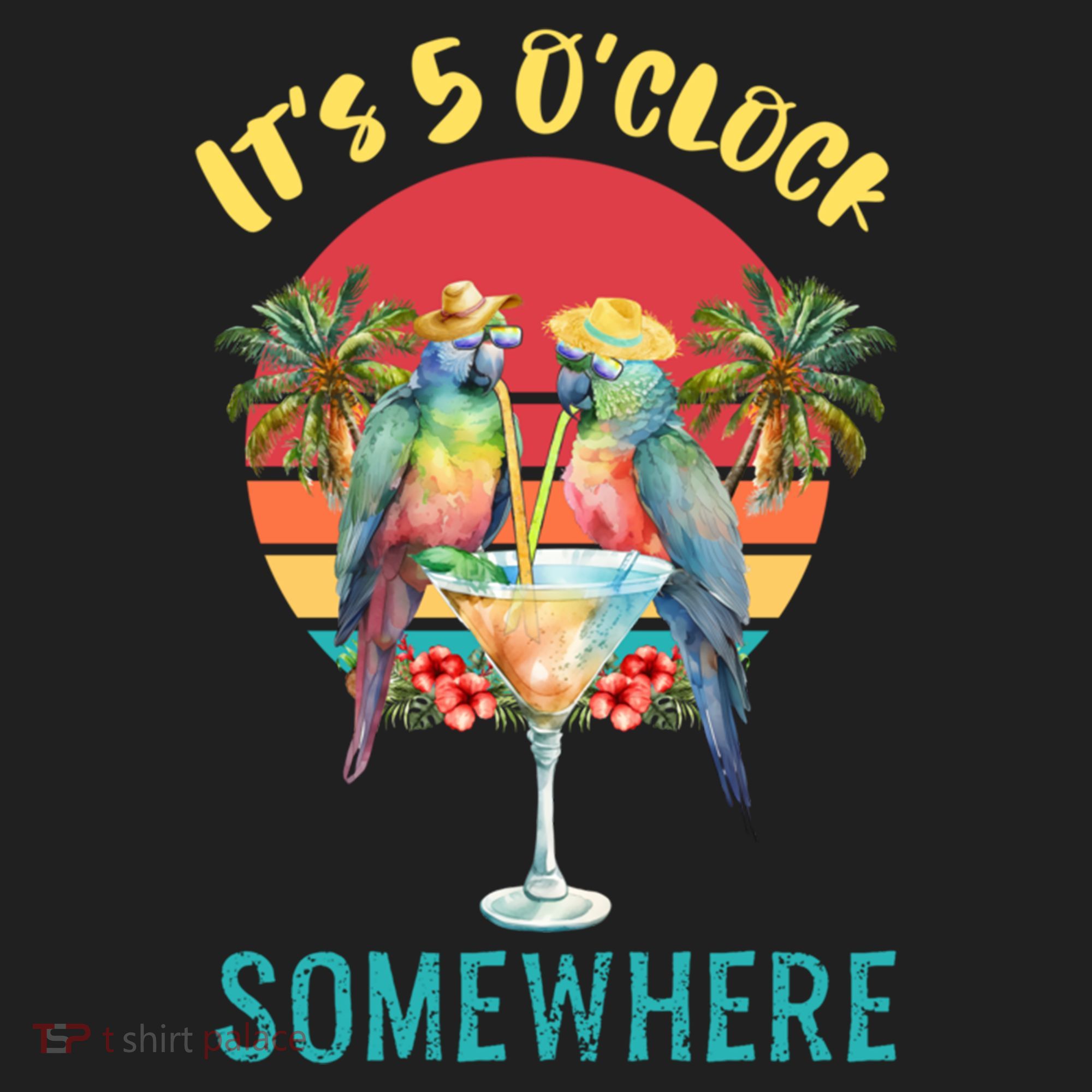 Funny It's 5 O’clock Somewhere Parrot Drinking Hat